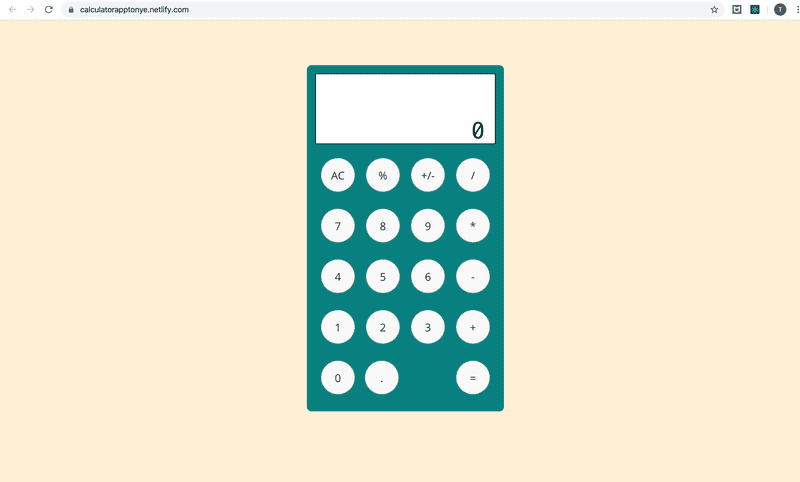 screen shot of calcultor app